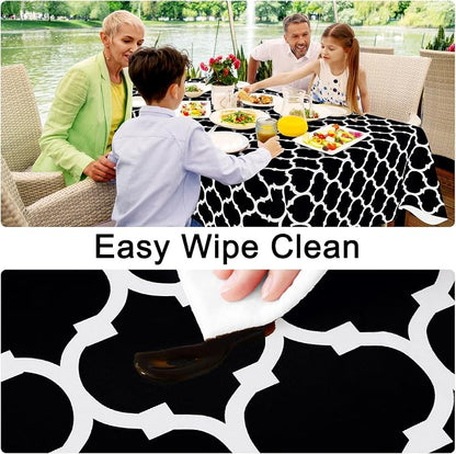 Smiry Square Table Cloth, Waterproof Vinyl Tablecloth with Flannel Backing for Square Tables, Wipeable Spillproof Plastic Tablecloths for Dining, Camping, Indoor and Outdoor (54"x54", Black)