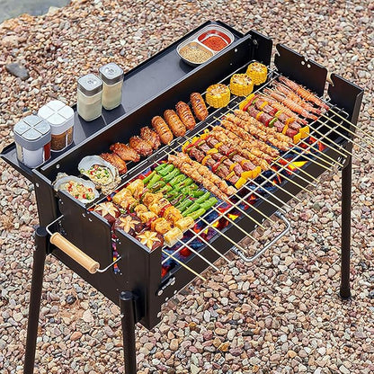 Home Barbecue Grill, Outdoor Smoke-Free Barbecue Charcoal Courtyard Barbecue Grill, Portable Barbecue Grill, Folding Camping Grill,Black