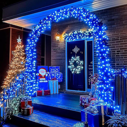JMEXSUSS 2 Pack Solar String Lights Outdoor Waterproof, Total 400 LED 151FT Solar Christmas Lights Outdoor, 8 Modes Christmas Light for Outside Patio Yard Tree Decorations, Blue