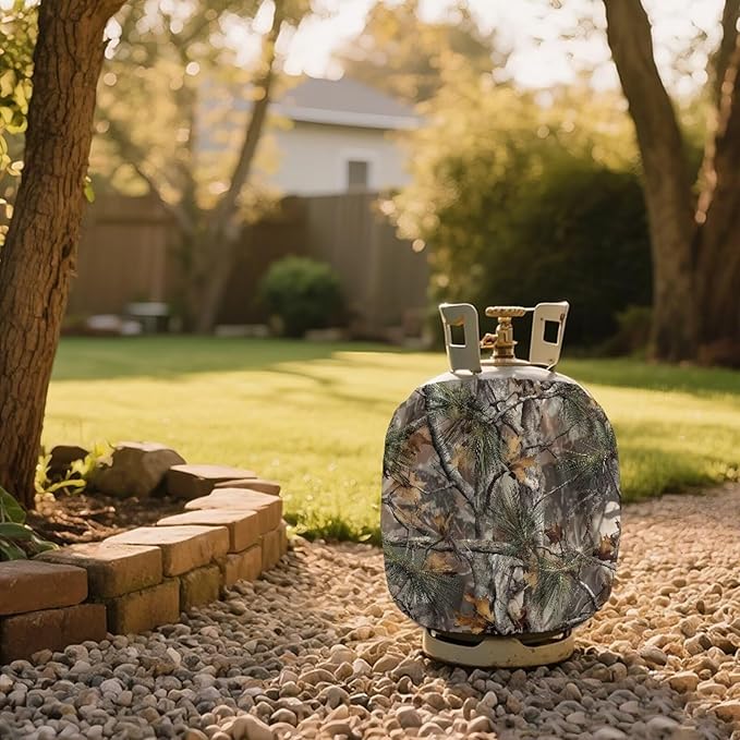 Camo 20lb Propane Tank Covers Hunting Branch Gas Cover Fits Standard 20 lb Tank Cylinder Heavy Duty Outdoor Grill Accessories Gift for Holiday