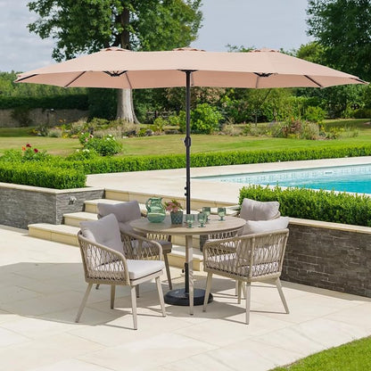 HERA'S PALACE 15ft Patio Umbrella, Base Included, Rectangular, Beige | outdoor, table, large, 15, rectangle, double, pool, stand, clearance, outside, triple, shade, sun