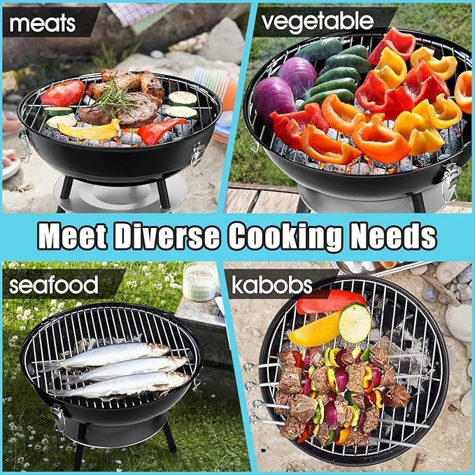 HaSteeL Replacement Cooking Grate for Small 13.7 Inch Charcoal Grill, Round Chromed Iron Steel Grilling Rack Grid, Non Toxic & Healthy (2-Piece)