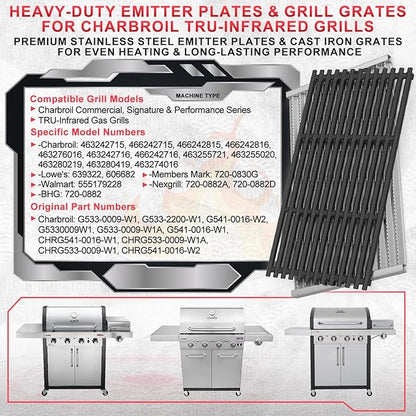 G533-0009-W1 Emitter Plates & Cooking Grates for Charbroil Commercial TRU-Infrared 4 Burner 466242716 463276016 463257520 466242815 463242716 463242715 463255020 466242715 463255721 G533-2200-W1
