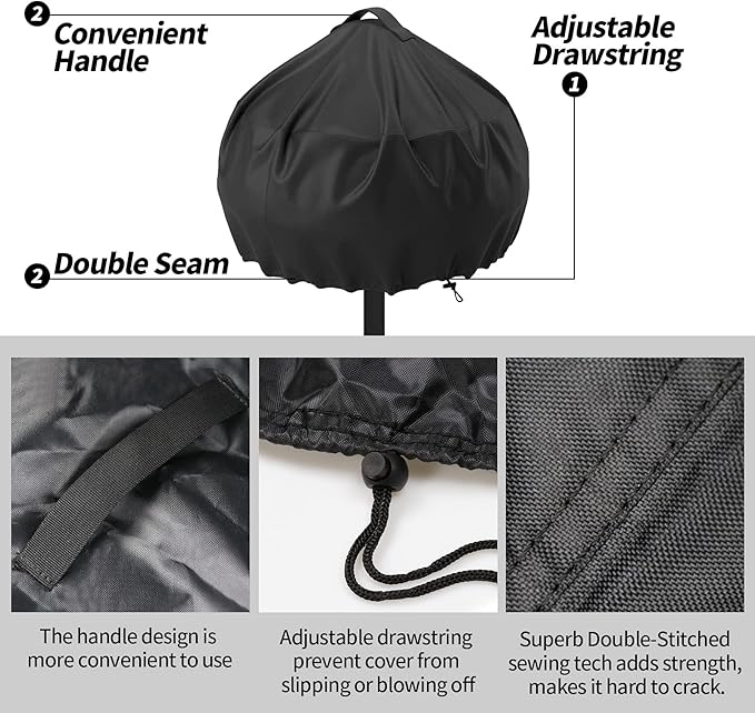 Grill Cover for George Foreman and Cuisinart,Outdoor/Indoor Electric Grills Cover,Waterproof BBQ Round Grill Cover-20x18 Inch