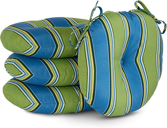Greendale Home Fashions Belize Stripe Outdoor 15-inch Bistro Seat Cushion, Set of 4