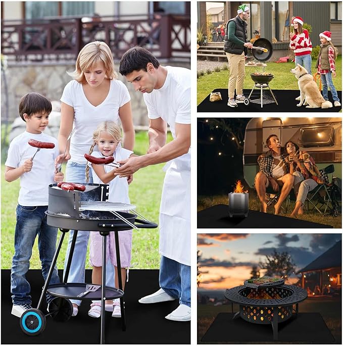 Thmins 100x51 Inches Extra Large Grill Mat for Outdoor Grill - Fireproof Deck and Patio Protector, Waterproof and Oil-Proof Barbecue Grill Mat