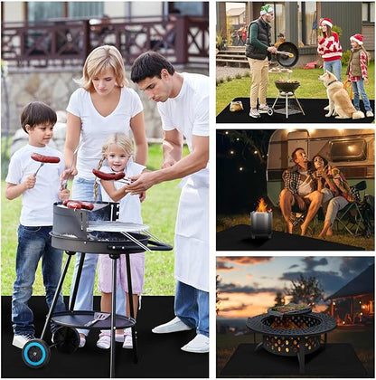 THMINS 90x48 Inches Extra Large Grill Mat for Outdoor Grill - Fireproof Deck and Patio Protector, Waterproof and Oil-Proof Barbecue Grill Mat