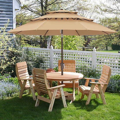ABCCANOPY 9Ft 3 Tiers Market Umbrella, Outdoor Table Umbrella for Patio, Deck, Backyard (Dark Gray)