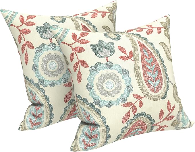 LVTXIII 2 Pack Outdoor Throw Pillow Covers for Patio Furniture, 16x16 Inch Square Pillow Case, Water-Repellent Cushion Covers for Garden, Porch, Sofa, Paisley Vintage