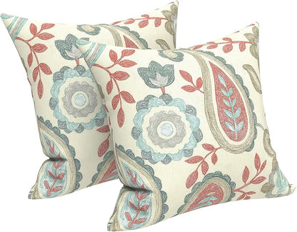 LVTXIII 2 Pack Outdoor Throw Pillow Covers for Patio Furniture, 16x16 Inch Square Pillow Case, Water-Repellent Cushion Covers for Garden, Porch, Sofa, Paisley Vintage
