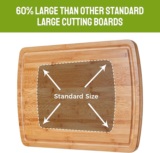 30 x 20 Inch Extra Large Bamboo Cutting Boards - BEZIA 3XL Stove Top Cover Chopping Board - Meat Cutting Board for BBQ - Turkey Carving Board - Extra Large Charcuterie Boards with Juice Groove