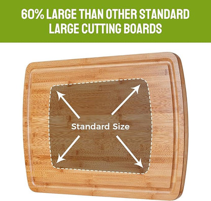 30 x 20 Inch Extra Large Bamboo Cutting Boards - BEZIA 3XL Stove Top Cover Chopping Board - Meat Cutting Board for BBQ - Turkey Carving Board - Extra Large Charcuterie Boards with Juice Groove