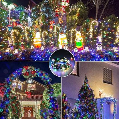 4 Pack Green Wire Fairy Lights Battery Operated Twinkle Lights | 16.4 Ft 50 LED Battery Christmas Lights Waterproof with Auto Timer 8 Modes for Xmas Wreath Tree Decor, Multicolor