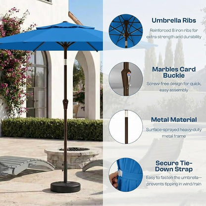 10FT Patio Umbrella, 2 Tier Outdoor Table Umbrella, Large Vented Market Umbrellas with Push Button Tilt and Crank, 8 Sturdy Ribs for Backyard, Deck, Pool, UPF50+ UV Protection