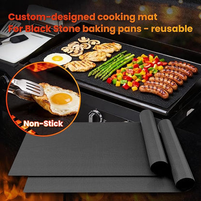 Blackstone Griddle Accessories – Custom Nonstick Mat for 28 Inch Black stone, 2 Pack Reusable Liner to Protect Griddle | Blackstone Accessories for Outdoor Cooking & Easy Cleanup