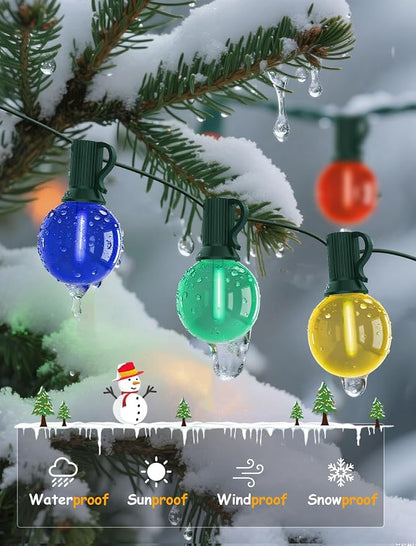G40 LED Globe Christmas String Lights, 50Ft Multicolor Christmas Decorations Lights Shatterproof with 27 LED Colorful Bulbs, Hanging Patio Lights for Backyard Porch Xmas Tree Party Roofline Garden