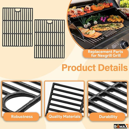 BQMAX Grill Parts for Nexgrill 5 Burner Gas Grill 720-0888 720-0888A 720-0888N, Cooking Grate, Heat Plates Shield and Burner for Nexgrill 5 Burner Replacement Parts for 720-0888 Nexgrills Part