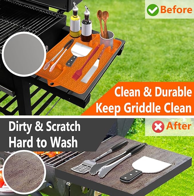Silicone Griddle Mat for Blackstone Grill - Heavy Duty BBQ Accessories with Non-Slip Design, Heat-Resistant (500°F+), Dishwasher Safe - Compatible with 17''-36'' Griddles & Outdoor Cooking Tools