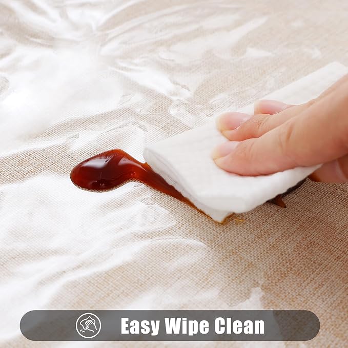 Smiry Rectangle Table Cloth 54x120 Inch, Waterproof Wipeable Vinyl Tablecloths Protector, Oil Spill Proof Plastic Table Cover for Dining, Picnic, Camping, Outdoor, Clear