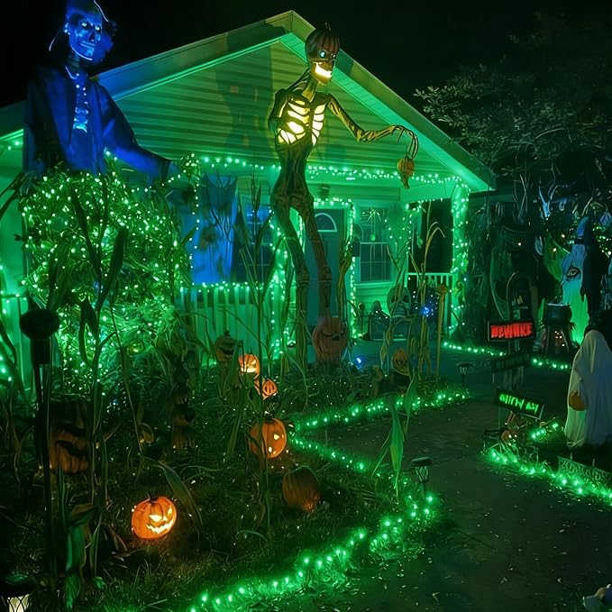 Green Halloween String Lights,Green Christmas Lights 150Lights 31.9ft UL Certified St. Patrick's Day Mini String Lights Set for Outdoor Christmas Tree Garden Party Patio Garland Decor