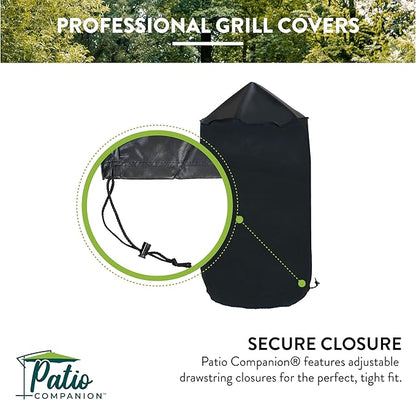 Patio Companion Professional 27.5 Inch Kettle Grill & Vertical Smoker Cover, 5 Year Warranty, Heavy Duty UV Blocking Material, Waterproof, Weather Resistant, Cover for Weber, Nexgrill, Pit Boss, Black