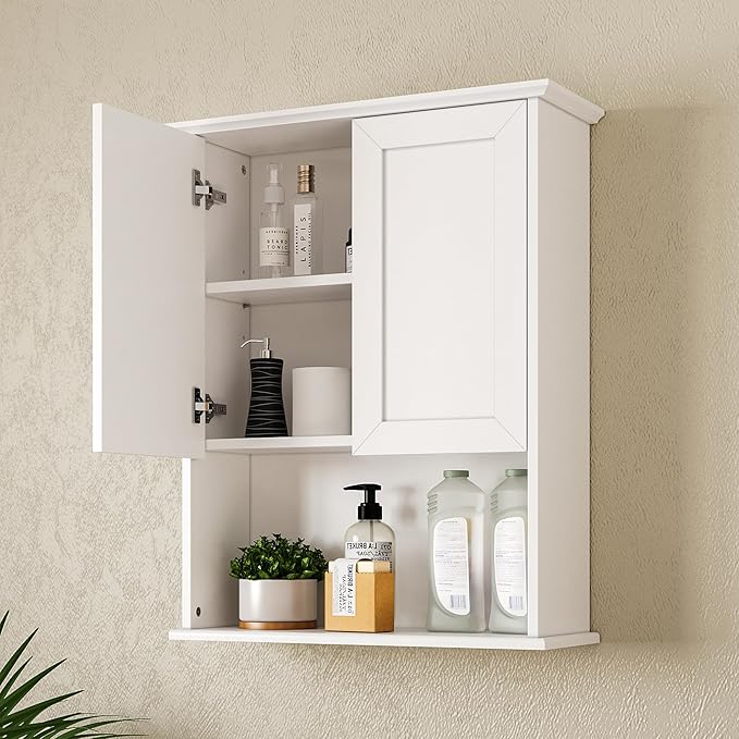 Bathroom Wall Cabinet, Over The Toilet Storage Cabinet, 24x30 Inch Bathroom Medicine Cabinet with 2 Door & Adjustable Shelves, Bathroom Cabinet Wall Mounted, for Laundry Room, Kitchen