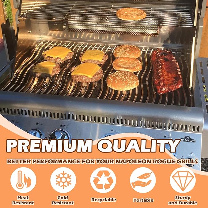 Grill Burner Tube Replacement for Napoleon Prestige 500 RSIB, LEX 485, P500NK-3, LD485RB, LD485RSIB Gas Grills, Stainless Steel Burner for Napoleon LEX 605RSB, BIM605, BIPRO500 & Other Models