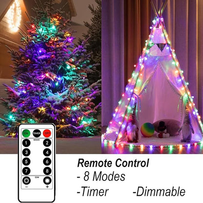 Mocalido 40ft Globe String Lights Battery Operated Outdoor, 80 LEDs Hanging Lights with Remote, Warm White & Multicolor Waterproof for Outside Indoor Camping Tent Decor