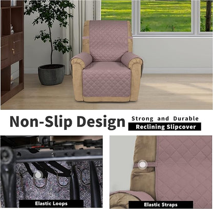 Easy-Going Reversible Couch Cover, Recliner 22 in, Pink/Beige | Machine Washable Slipcover For Dogs, Water Resistant Furniture Mat For Living Room, Non-Slip Sofa Cover, Pet Friendly