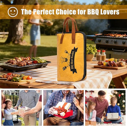4PCS BBQ Blanket for Resting Meat, Grill Blanket with BBQ Tool Set, 17IN Reusable Smoker Meat Resting Blanket with Wide Mouth for Large Brisket Turkey, Ribs, Steak, Pork Shoulders