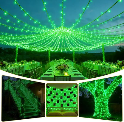 Solar String Lights Outdoor Waterproof 2 Pack Total 66ft 200LED Green | 8 Modes Twinkle Lights Solar Fairy Lights for Patio, Garden Yard Party Wedding Tree Christmas Halloween Decoration