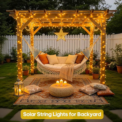 JMEXSUSS 600 LED Solar String Lights Outdoor Waterproof, Solar Christmas Lights Outdoor, 8 Modes Christmas Light for Outside Patio Yard Tree Decorations