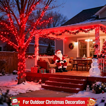 JMEXSUSS 400 LED Red Halloween Lights Outdoor Plug in | 132ft Halloween String Lights with Remote, 8 Modes Red Christmas Lights for Tree Garden House Xmas Halloween Decorations
