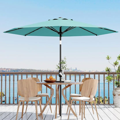 Garvee 10 ft Outdoor Patio Umbrella 8 Sturdy Ribs Outdoor Table Umbrella with Crank Lift & Push Button Tilt - UV Protection Waterproof Market Umbrellas for Pool, Deck, Yard, Garden, Lake Blue