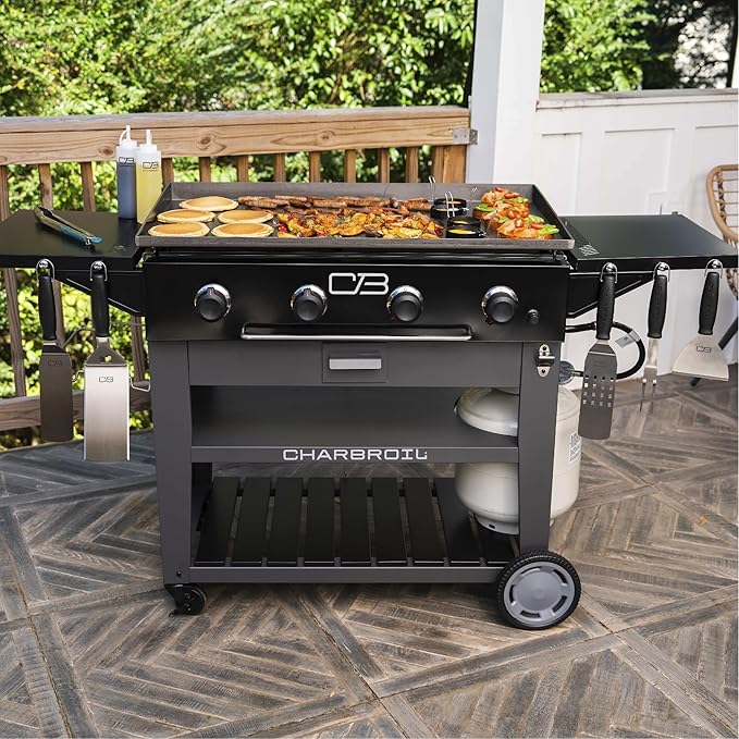 Charbroil 36" Performance Series Propane Gas Griddle with Cart 4 Burner Flat Top Grill, Black 463259124