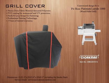 Grill Cover Compatible with Pit Boss Platinum Laredo 1000 | Premium Waterproof Grill Cover for Pit Boss Platinum Laredo 1000 Wood Pellet Smoker Grill (Sealed-Seam)