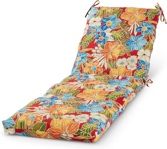 Outdoor Reversible Chaise Lounge Chair Cushion, Aloha Crimson