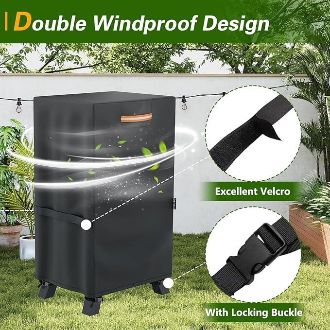 EVRBUL 30-inch Electric Smoker Cover, 420D Heavy Duty Waterproof Outdoor Vertical Digital Smoker Cover BBQ Grill Cover Fit for Masterbuilt 30 in Cover, 19.5" W x 17" D x 33" H (Black)