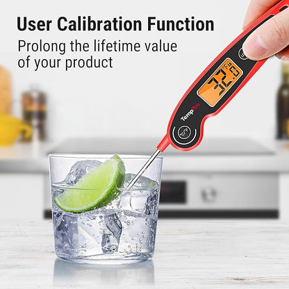 TempPro TP605 Instant Read Meat Thermometer for Cooking, Waterproof Digital Food Thermometer with Large Backlit LCD, Kitchen Thermometer for Grilling, Smoking & Candy Making (Previously ThermoPro)