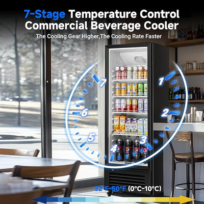 BODEGACOOLER Beverage Refrigerator, 326L/344 Qt Commercial Refrigerator For Kitchen, Home,Office and Garage, 312 Cans & 192 Bottles Display Refrigerator For Beer,Soda, Bar Cooler with Soft LED Light.