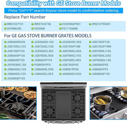 WB31X27151 Side Grate & WB31X24738 Center Griddle Plate Kit Stove Top Griddle Replacement for GE General Electric Stove Cast Griddle Pan for JGBS66REKSS JGB735SPSS JGBS86SPSS