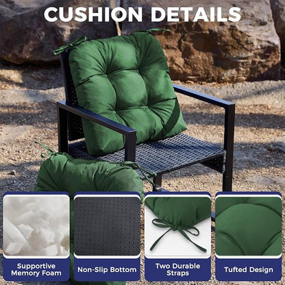 IASEAHK Outdoor Chair Cushions Set of 2, 19" x 19" x 5", Waterproof Outdoor Seat Cushions for Patio Furniture, Fade-Resistant Patio Chair Cushion, Dining Wicker Chair Pads for Porch Garden, Dark Green