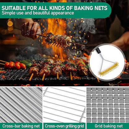 2 Pieces Grill Brush, 12 Inch Non-Scratch Brass Bristles Grill Cleaning Brush, Wide Faced Spiral Barbeque Grill Accessories for Kitchen, Outdoor Grill