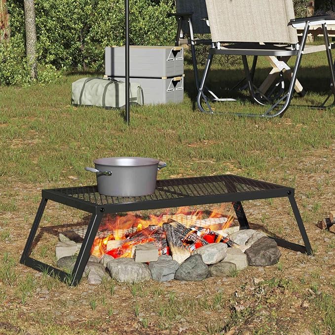 Portable Charcoal Grill for Camping, Foldable Steel BBQ Grill for Outdoor Backyard Patio Cooking, Black, 27.56 x 13.58 x 7.28 inches