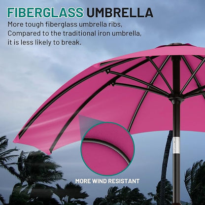 AreShark 10 FT Outdoor Patio Umbrella, Patio Table Umbrella with Push Button Tilt and Crank, Outdoor Patio Umbrellas with 8 Fiberglass Ribs, Patio Umbrellas for Market, Garden, Pool (Rose Pink)