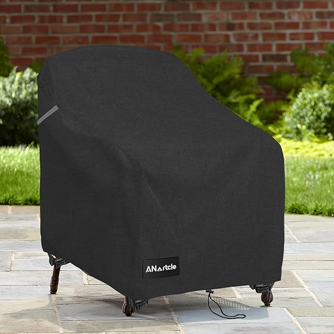 ANartcle Patio Adirondack Chair Cover 2 Pack,600D Waterproof Heavy Duty Outdoor Chair Covers,Adirondack Chair Covers(30W x 34D x 36H inches),Patio Furniture Covers,Black