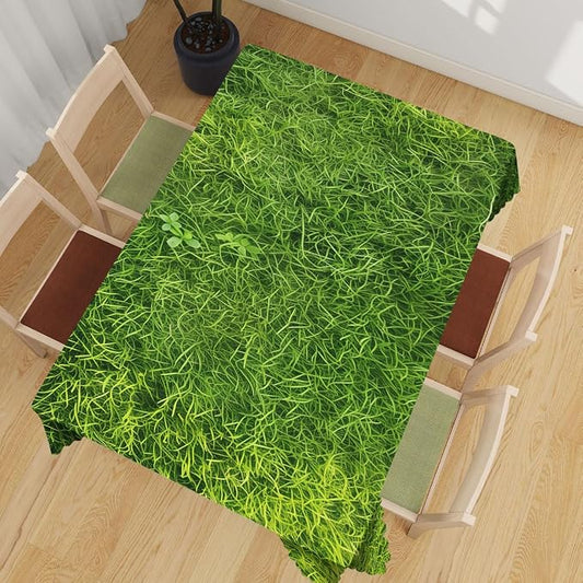 Grass Table Cloth Vibrant Green Fresh Grass Field Lawn Polyester Tablecloth Kitchen Table Cover for Dining BBQ Picnic Coffee Table 52 x 70 Inch 4-6 Seats