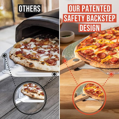 Chef Pomodoro Pizza Peel 16 Inch, Metal Spatula with Foldable Wood Handle | Commercial-grade Aluminum & Wood Paddle, 14x16in Head, Extends to 26in; Transfers Pizza, Bread & Pastries to Oven, Grill