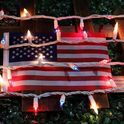 Red White and Blue Mini String Lights, 31.9FT 150 Lights 4th of July Patriotic Lights White Wire, Red White Blue Fairy Lights for Indoor Outdoor Independence Day Memorial Day Tree Decoration
