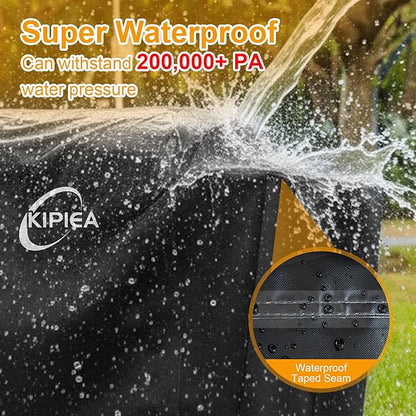 Kipiea 600D Heavy Duty Pellet Grill Cover for Weber Searwood XL 600 & Smoque XL, Waterproof Wood Pellet Smoker Cover with Windproof Buckles, UV Resistant, No Tear, No Fading